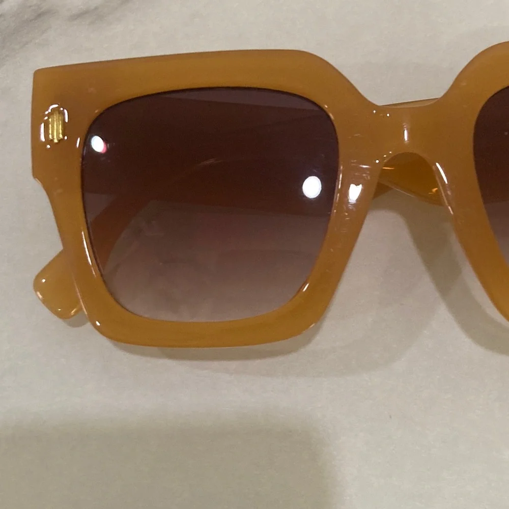 Oversized Square Sunglasses in Tan with Gradient Lenses